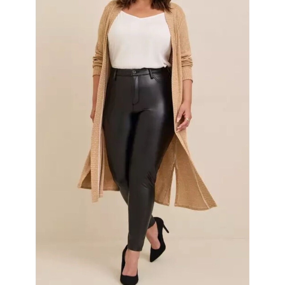 Torrid Black High-Rise Faux Leather Skinny Pants Black Size 16R